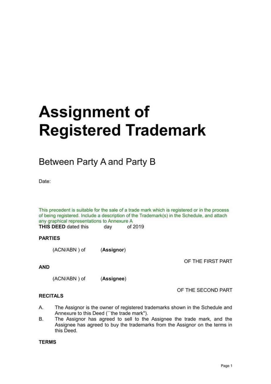 assignment of a trademark application